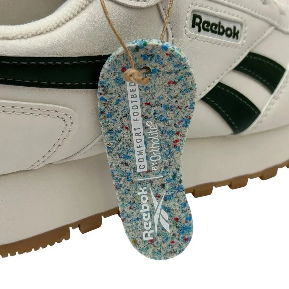 Reebok Harman Women’s Classic Style‎ Sneakers 8 White- Chalk-Green Cushioned